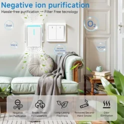 Anslutbara luftjonisatorer - 4-pack luftrenare med negativ jonteknik, tyst mini-luftfräschare för hem, sovrum, kontor, källare