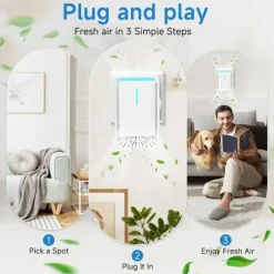 Anslutbara luftjonisatorer - 4-pack luftrenare med negativ jonteknik, tyst mini-luftfräschare för hem, sovrum, kontor, källare