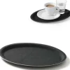 Anti-halk oval servisbricka 16x23cm - svart