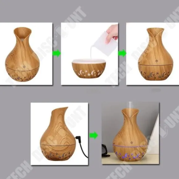 Aromadiffusor - TD® - Trägryn - Luftfuktare - 3W - Fuktande aromaterapi