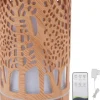 Aromaterapifuktare i träfiberplast, USB-driven eterisk oljediffusor med 7 LED-färgade lampor och fjärrkontroll (EU-kontakt 100-240V)