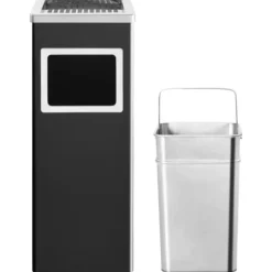 Askfat/soptunna 36 L stål svart