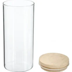 Atmosphera glas- och träförvaringsburkar med lufttätt lock - 1,3 liters lufttät burk