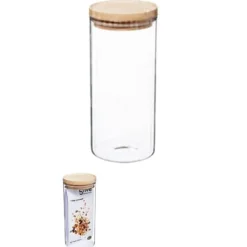 Atmosphera glas- och träförvaringsburkar med lufttätt lock - 1,3 liters lufttät burk