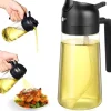 Auledio 470 ml Sprayflaska för Olja och Vinäger - 2-i-1 Oljesprayflaska för Matlagning, Grill och Bakning