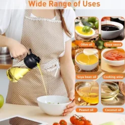 Auledio 470 ml Sprayflaska för Olja och Vinäger - 2-i-1 Oljesprayflaska för Matlagning, Grill och Bakning