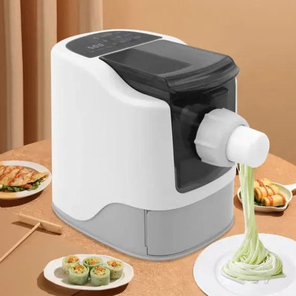 Automatisk Nudel- och Pastamaskin - Bordsmodell - 14 Formar - 5 Min Snabb Knådning - 260 W 220 V - Helkopparmotor - 304 Rostfritt Stål - Svart