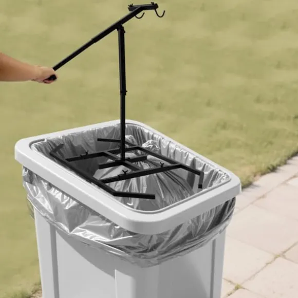 Avfallskomprimator - Manuell soptunnspress - Höjdjusterbar - Stål - För hem, trädgård och restaurang - Svart