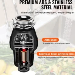 Avfallskvarn, 18.5x18.5x37 cm, rostfritt stål