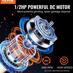 Avfallskvarn, 18.5x18.5x37 cm, rostfritt stål