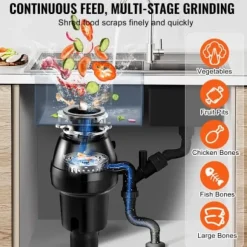 Avfallskvarn, 18.5x18.5x37 cm, rostfritt stål