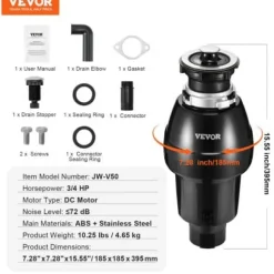 Avfallskvarn, 18,5x18,5x39,5 cm, rostfritt stål