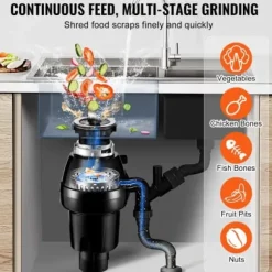 Avfallskvarn, 18,5x18,5x39,5 cm, rostfritt stål