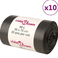 Avfallspåsar 250 st svart 60 L