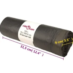 Avfallspåsar med dragsnöre - Slitstarka och perforerade | Färg: Svart | Storlek: 120 L, 250 st