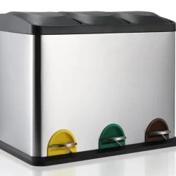 Avfallssorteringskärl - Pedalhink - 3 fack - 3 x 6 L - Rektangulär - Metall - För kök