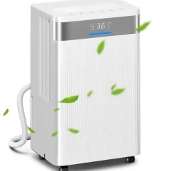 Avfuktare - Elektrisk luftavfuktare - 12 L/dygn - 2 L tank - Tyst - 24 h timer - Kontinuerlig dränering - 12–25 m² - Vit