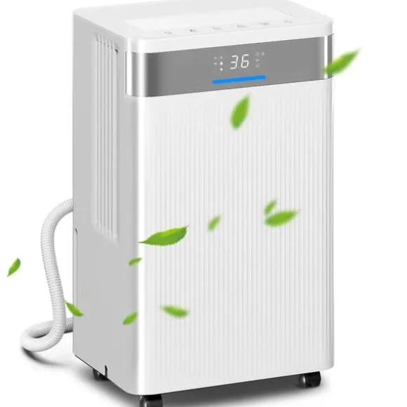 Avfuktare - Elektrisk luftavfuktare - 12 L/dygn - 2 L tank - Tyst - 24 h timer - Kontinuerlig dränering - 12–25 m² - Vit