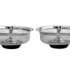 Avloppssil diskbänkssil med plugg med handtag rostfritt stål Silver 2-pack