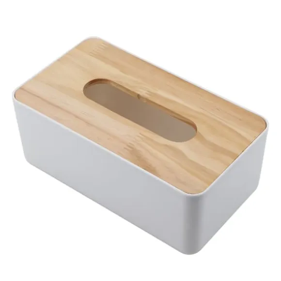 avtagbar furuöverdrag PP näsduksaskhållare för hemmabil/kontor (rektangel)