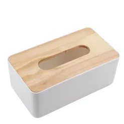 avtagbar furuöverdrag PP näsduksaskhållare för hemmabil/kontor (rektangel)