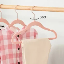 Babyhängare, Förpackning med 50 sammetshängare för barn med krokar i roséguld, halkfria barnhängare för kläder i garderoben, baby- eller barnjackor, | CDON