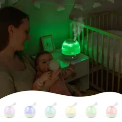 Badabulle Bubble Luftfuktare - Säkerställer bra luftfuktighetsnivå - Integrerad nattlampa - 360° Munstycke - Upp till 16 timmars batteritid (2L)