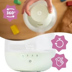 Badabulle Bubble Luftfuktare - Säkerställer bra luftfuktighetsnivå - Integrerad nattlampa - 360° Munstycke - Upp till 16 timmars batteritid (2L)