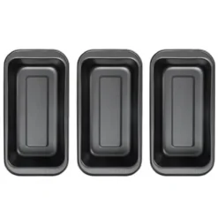 Bakformsset för tårtbröd - Nonstick, rektangulär brödform i kolstål (3 st, 15 cm, svart)