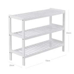 Bambu - skonställ - med 3 nivåer - vit - 70 x 55 x 26 cm