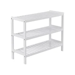 Bambu - skonställ - med 3 nivåer - vit - 70 x 55 x 26 cm