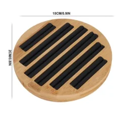 Bambu runda ringar hållare bricka visar tallrik smyckesorganisatör display för butik