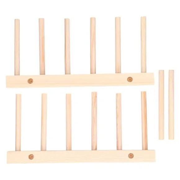 Bambu Skål tallrik Lätt bärbar Miljövänlig Slitstark Tall Trä Diskställ 5 Galler 23 cm