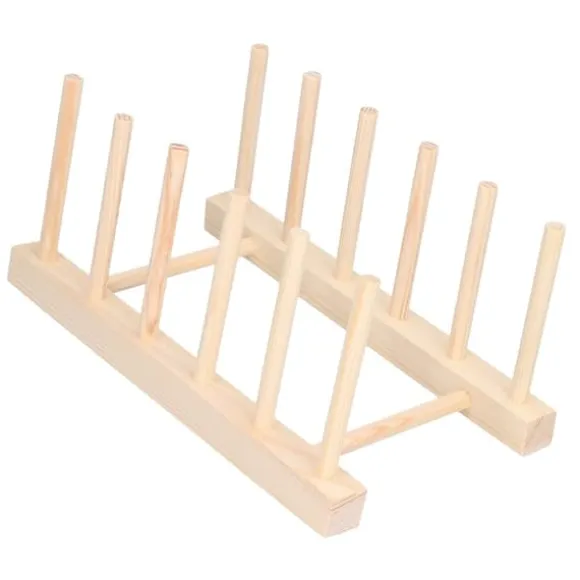 Bambu Skål tallrik Lätt bärbar Miljövänlig Slitstark Tall Trä Diskställ 5 Galler 23 cm