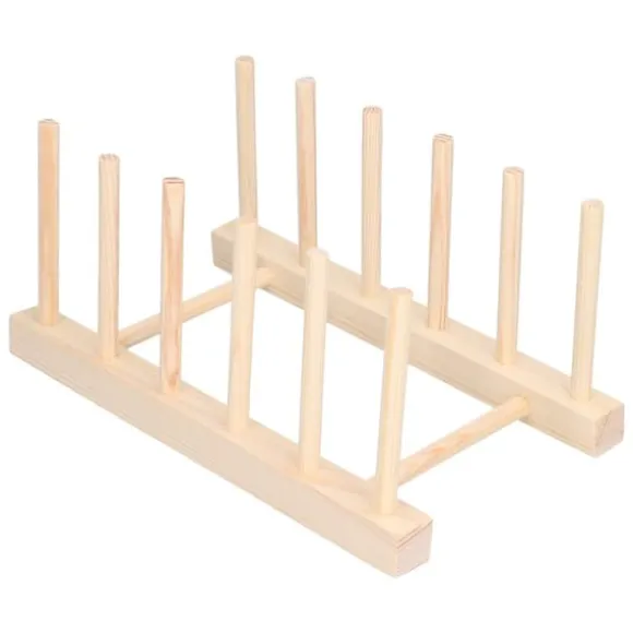 Bambu Skål tallrik Lätt bärbar Miljövänlig Slitstark Tall Trä Diskställ 5 Galler 23 cm