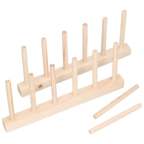 Bambu Skål tallrik Lätt bärbar Miljövänlig Slitstark Tall Trä Diskställ 5 Galler 23 cm