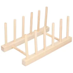 Bambu Skål tallrik Lätt bärbar Miljövänlig Slitstark Tall Trä Diskställ 5 Galler 23 cm