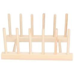 Bambu Skål tallrik Lätt bärbar Miljövänlig Slitstark Tall Trä Diskställ 5 Galler 23 cm