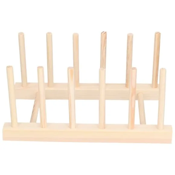 Bambu Skål tallrik Lätt bärbar Miljövänlig Slitstark Tall Trä Diskställ 5 Galler 23 cm