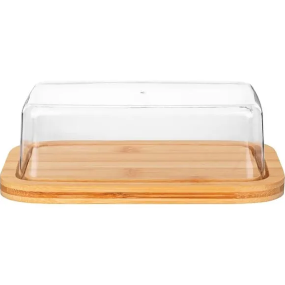 Bambu smör skål köksbehållare för smör förvaring