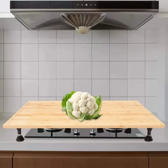 Bambu spishällsöverdrag - Skärbräda & Hällskydd - Rektangulär - 75 x 54 x 10 cm - För hem och små lägenheter - Röd