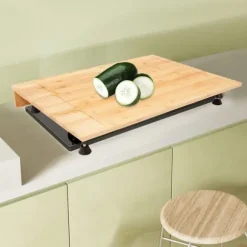 Bambu spishällsöverdrag - Skärbräda & Hällskydd - Rektangulär - 75 x 54 x 10 cm - För hem och små lägenheter - Röd