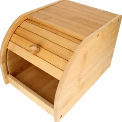 Bambuskasse för Bröd Naturlig Med Skjutöppning Kompakt Ultra Praktisk Cheffinger Ljus Brun