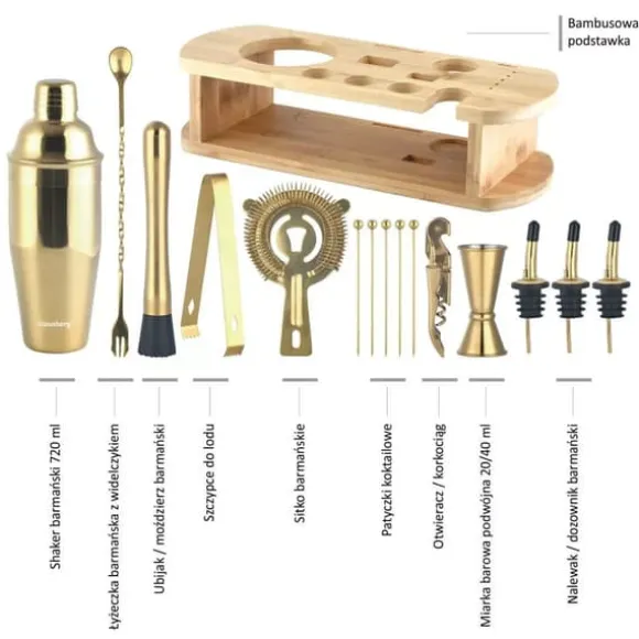 Bartenderset 16 delar Shaker KLAUSBERG KB-7583 guld