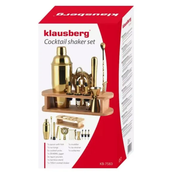 Bartenderset 16 delar Shaker KLAUSBERG KB-7583 guld