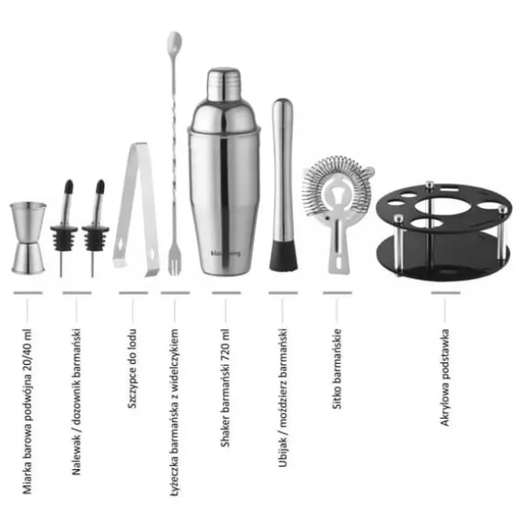 Bartenderset 9 delar Shaker KLAUSBERG KB-7580 silver