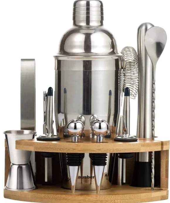 Bartenderset för cocktails, 12 delar, silvershaker, KLAUSBERG KB-7655