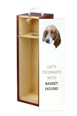 Basset Hound - en geometrisk låda med ett foto och en inskription för Art-Dog-vin