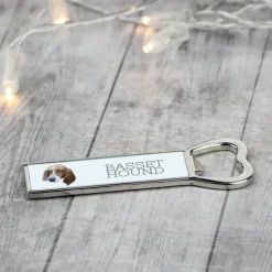 Basset Hound - flasköppnare med foto och inskription för Art-Dog öl