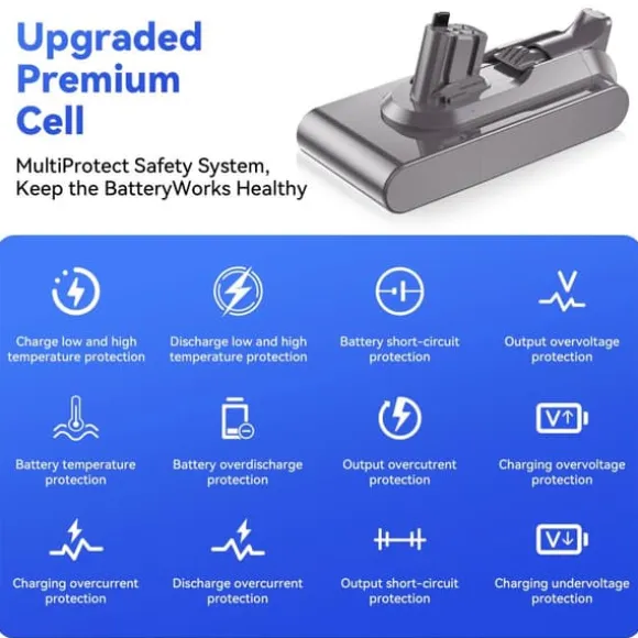 Batteri till Dyson V11, ersättningsbatteri 25,2 V 6000 mAh, V11 Click-in-version (SV14), färg: grå